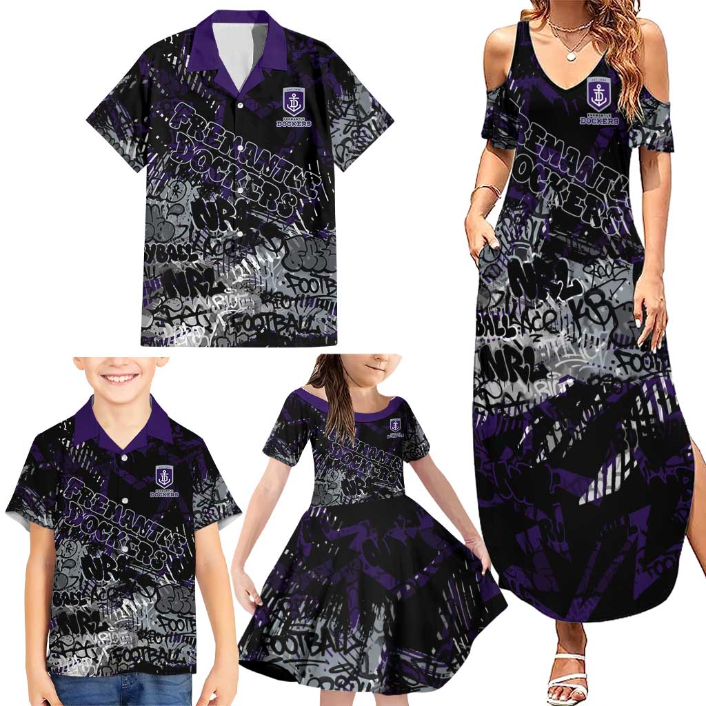Fremantle Dockers Family Matching Summer Maxi Dress and Hawaiian Shirt Urban Graffiti Street Art - Bold Abstract Spray Paint