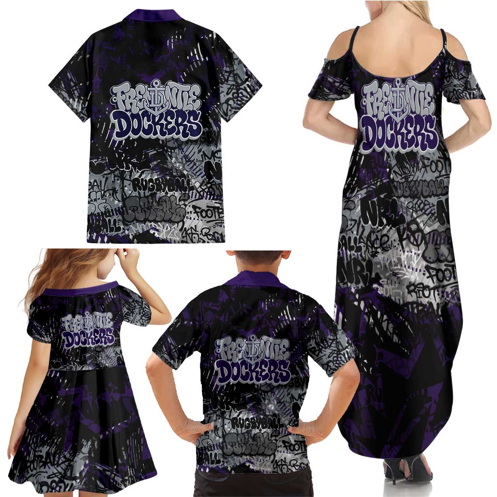 Fremantle Dockers Family Matching Summer Maxi Dress and Hawaiian Shirt Urban Graffiti Street Art - Bold Abstract Spray Paint