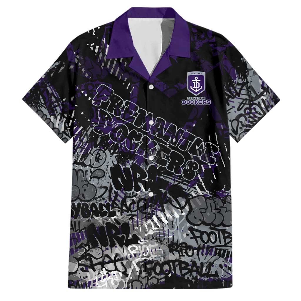Fremantle Dockers Family Matching Summer Maxi Dress and Hawaiian Shirt Urban Graffiti Street Art - Bold Abstract Spray Paint