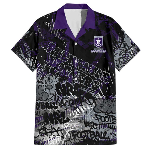 Fremantle Dockers Family Matching Summer Maxi Dress and Hawaiian Shirt Urban Graffiti Street Art - Bold Abstract Spray Paint