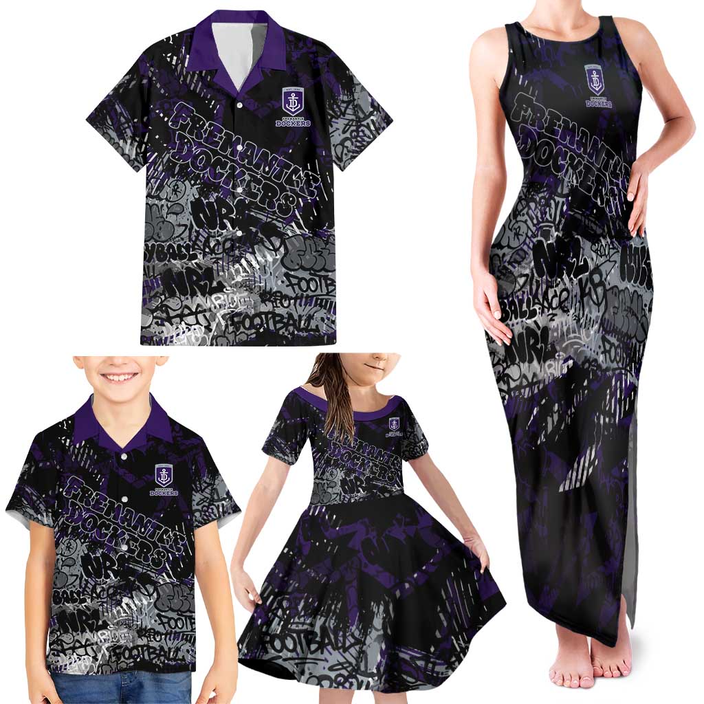 Fremantle Dockers Family Matching Tank Maxi Dress and Hawaiian Shirt Urban Graffiti Street Art - Bold Abstract Spray Paint