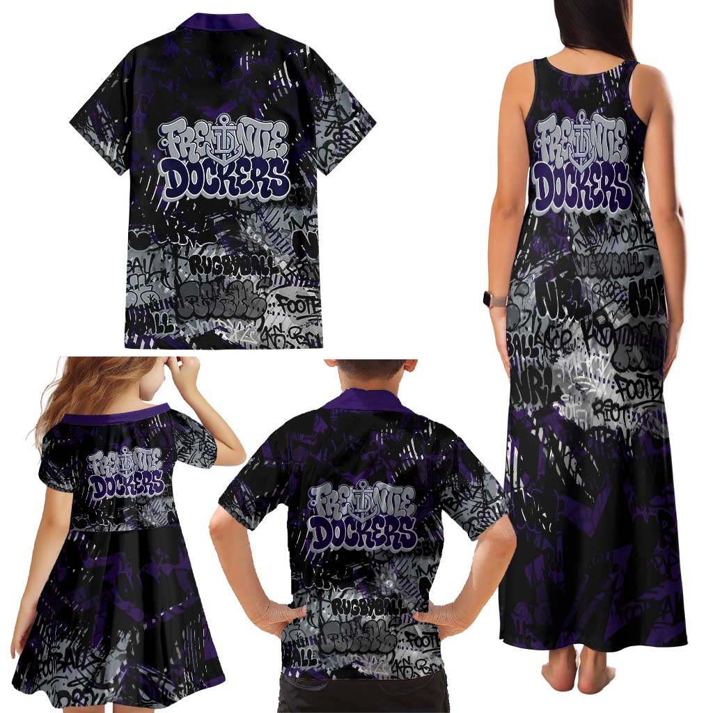 Fremantle Dockers Family Matching Tank Maxi Dress and Hawaiian Shirt Urban Graffiti Street Art - Bold Abstract Spray Paint