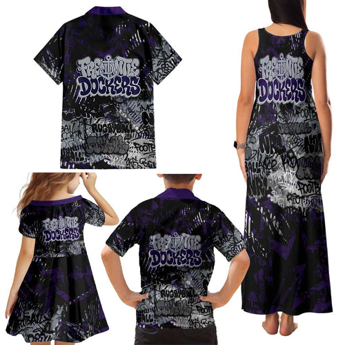 Fremantle Dockers Family Matching Tank Maxi Dress and Hawaiian Shirt Urban Graffiti Street Art - Bold Abstract Spray Paint