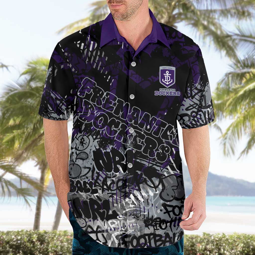 Fremantle Dockers Hawaiian Shirt Urban Graffiti Street Art - Bold Abstract Spray Paint