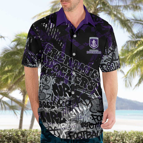 Fremantle Dockers Hawaiian Shirt Urban Graffiti Street Art - Bold Abstract Spray Paint
