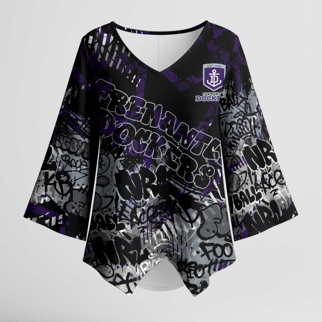 Fremantle Dockers Kimono Sleeve Blouse Urban Graffiti Street Art - Bold Abstract Spray Paint