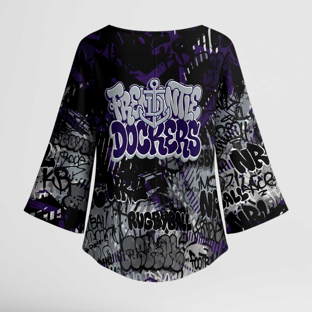 Fremantle Dockers Kimono Sleeve Blouse Urban Graffiti Street Art - Bold Abstract Spray Paint