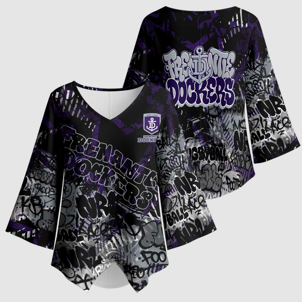 Fremantle Dockers Kimono Sleeve Blouse Urban Graffiti Street Art - Bold Abstract Spray Paint