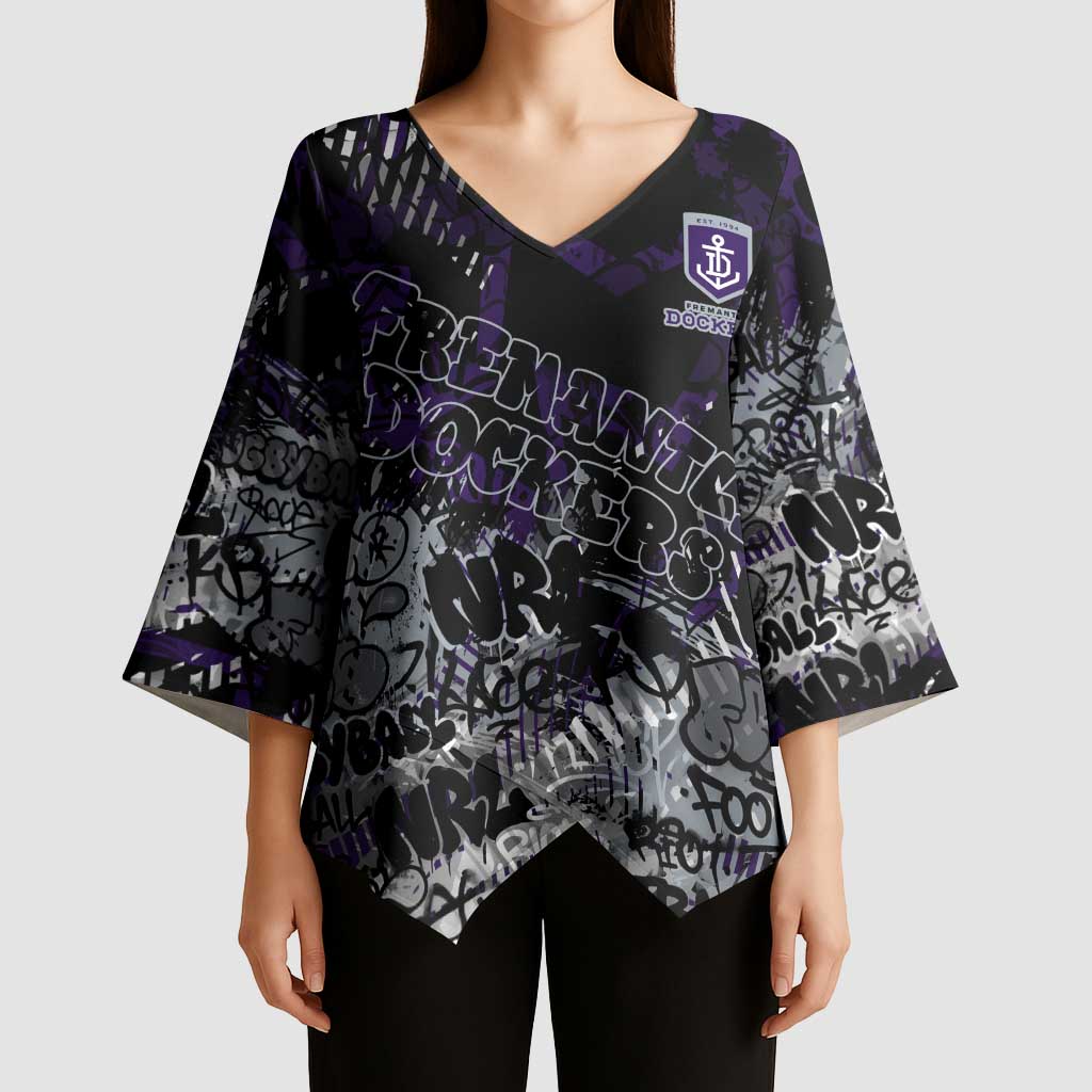 Fremantle Dockers Kimono Sleeve Blouse Urban Graffiti Street Art - Bold Abstract Spray Paint