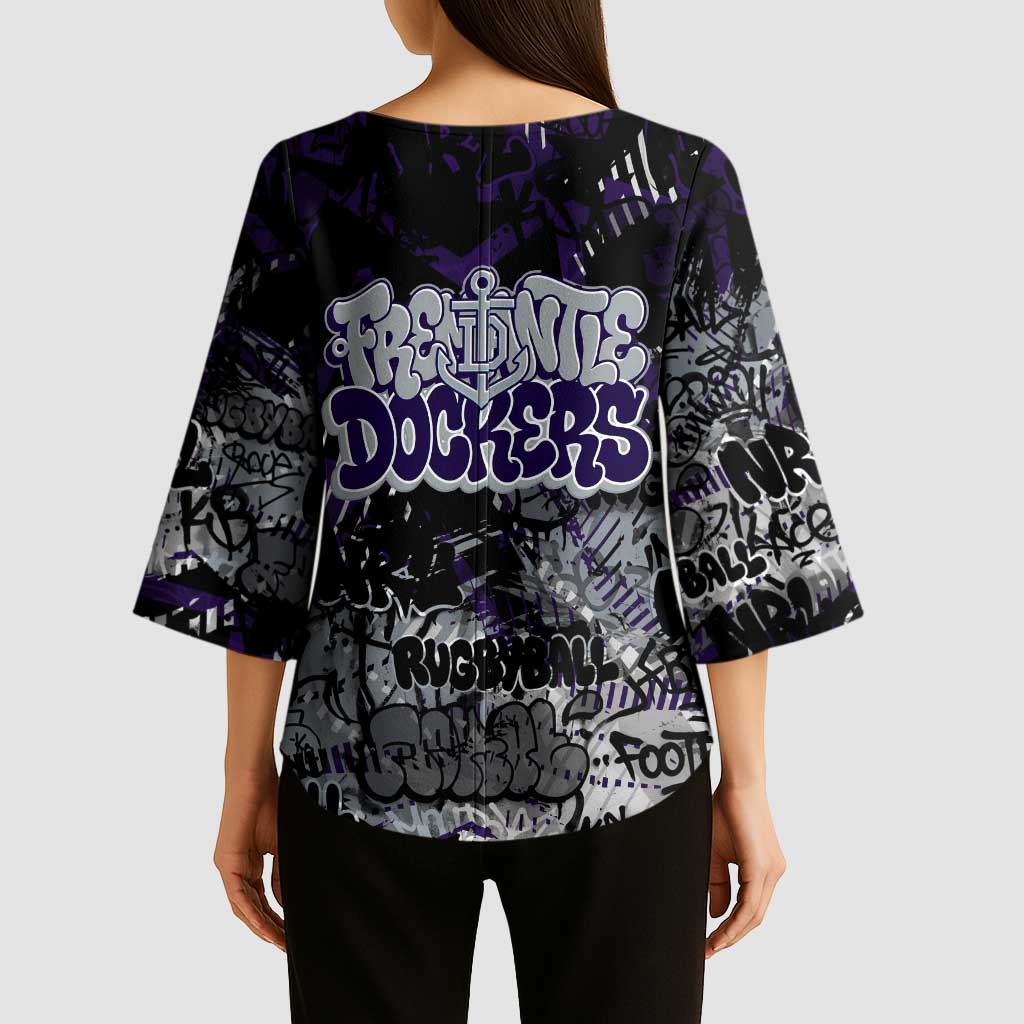 Fremantle Dockers Kimono Sleeve Blouse Urban Graffiti Street Art - Bold Abstract Spray Paint