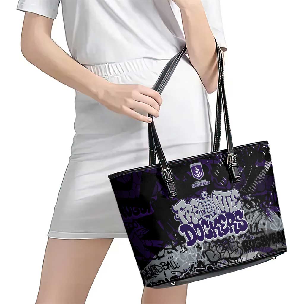 Fremantle Dockers Leather Tote Bag Urban Graffiti Street Art - Bold Abstract Spray Paint