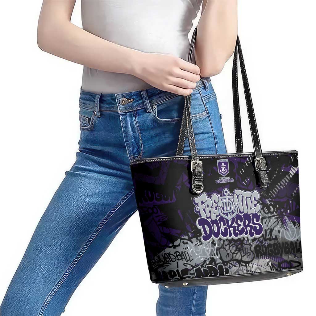 Fremantle Dockers Leather Tote Bag Urban Graffiti Street Art - Bold Abstract Spray Paint