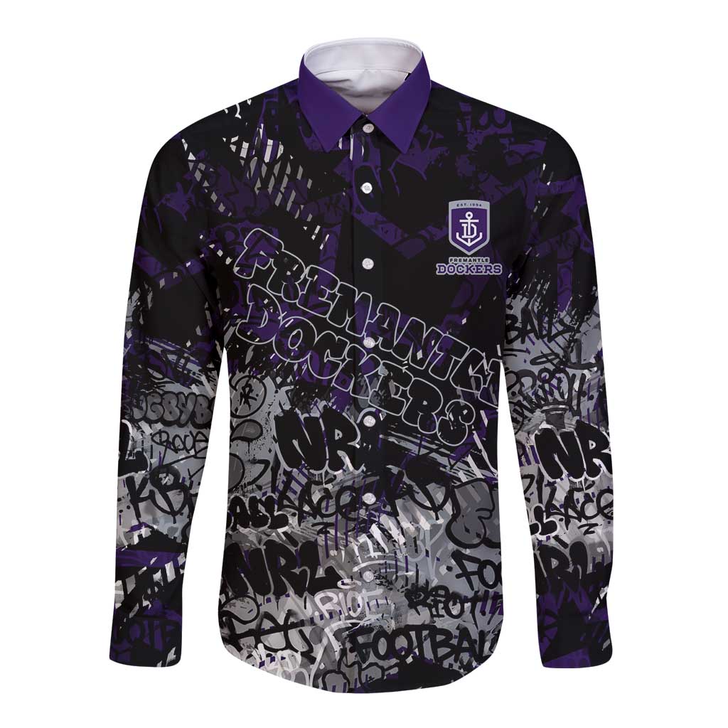 Fremantle Dockers Long Sleeve Button Shirt Urban Graffiti Street Art - Bold Abstract Spray Paint