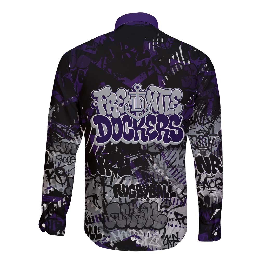 Fremantle Dockers Long Sleeve Button Shirt Urban Graffiti Street Art - Bold Abstract Spray Paint