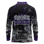 Fremantle Dockers Long Sleeve Polo Shirt Urban Graffiti Street Art - Bold Abstract Spray Paint