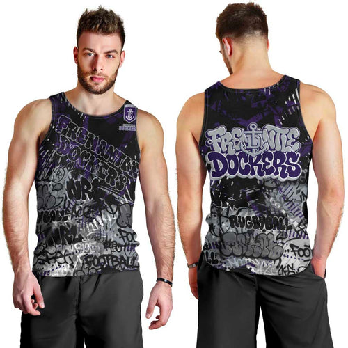 Fremantle Dockers Men Tank Top Urban Graffiti Street Art - Bold Abstract Spray Paint