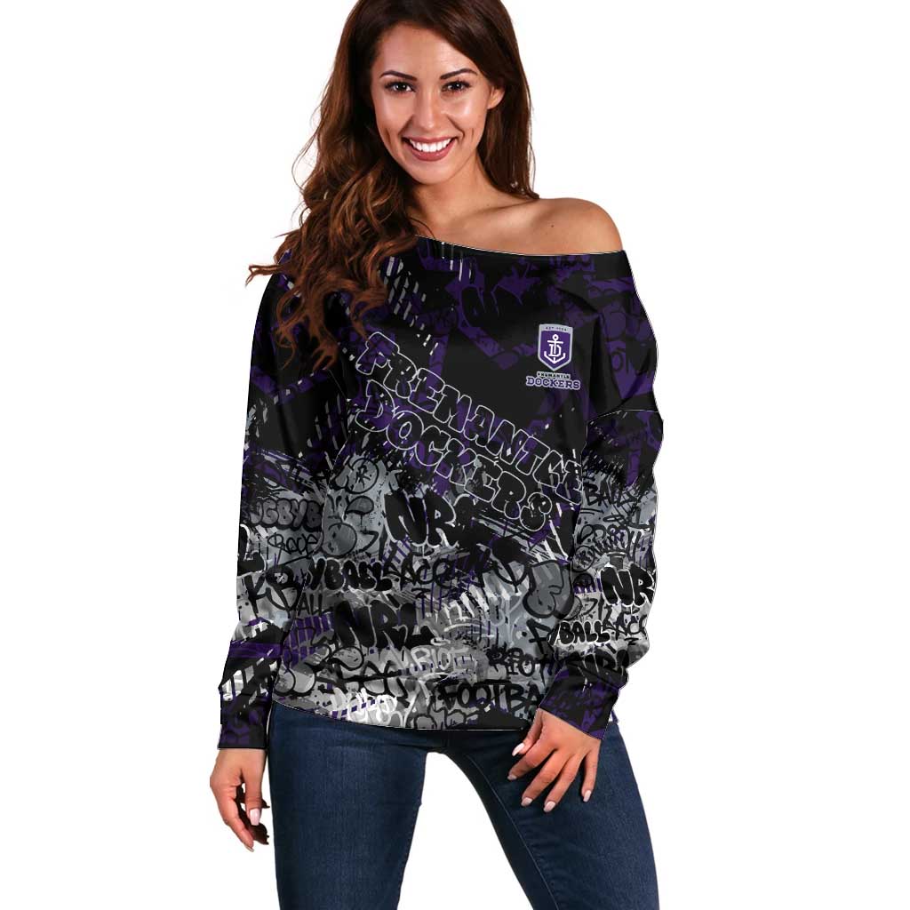 Fremantle Dockers Off Shoulder Sweater Urban Graffiti Street Art - Bold Abstract Spray Paint