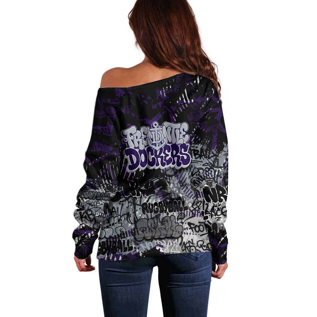 Fremantle Dockers Off Shoulder Sweater Urban Graffiti Street Art - Bold Abstract Spray Paint