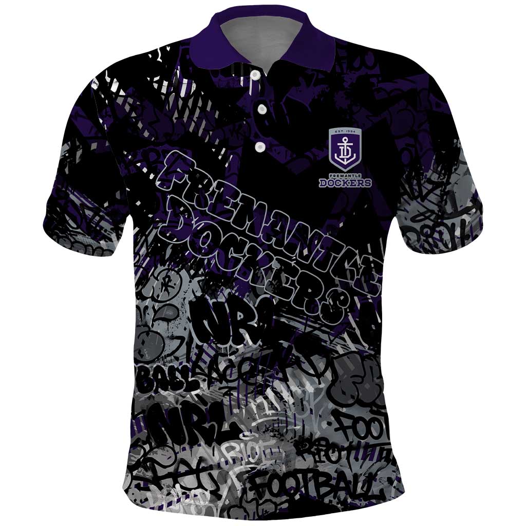 Fremantle Dockers Polo Shirt Urban Graffiti Street Art - Bold Abstract Spray Paint