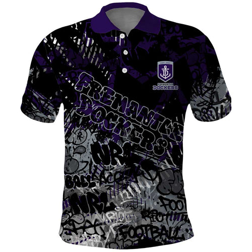 Fremantle Dockers Polo Shirt Urban Graffiti Street Art - Bold Abstract Spray Paint