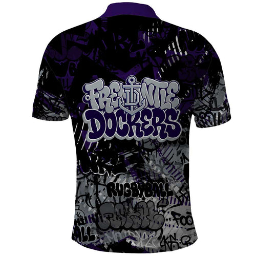 Fremantle Dockers Polo Shirt Urban Graffiti Street Art - Bold Abstract Spray Paint