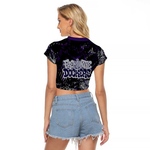 Fremantle Dockers Raglan Cropped T Shirt Urban Graffiti Street Art - Bold Abstract Spray Paint