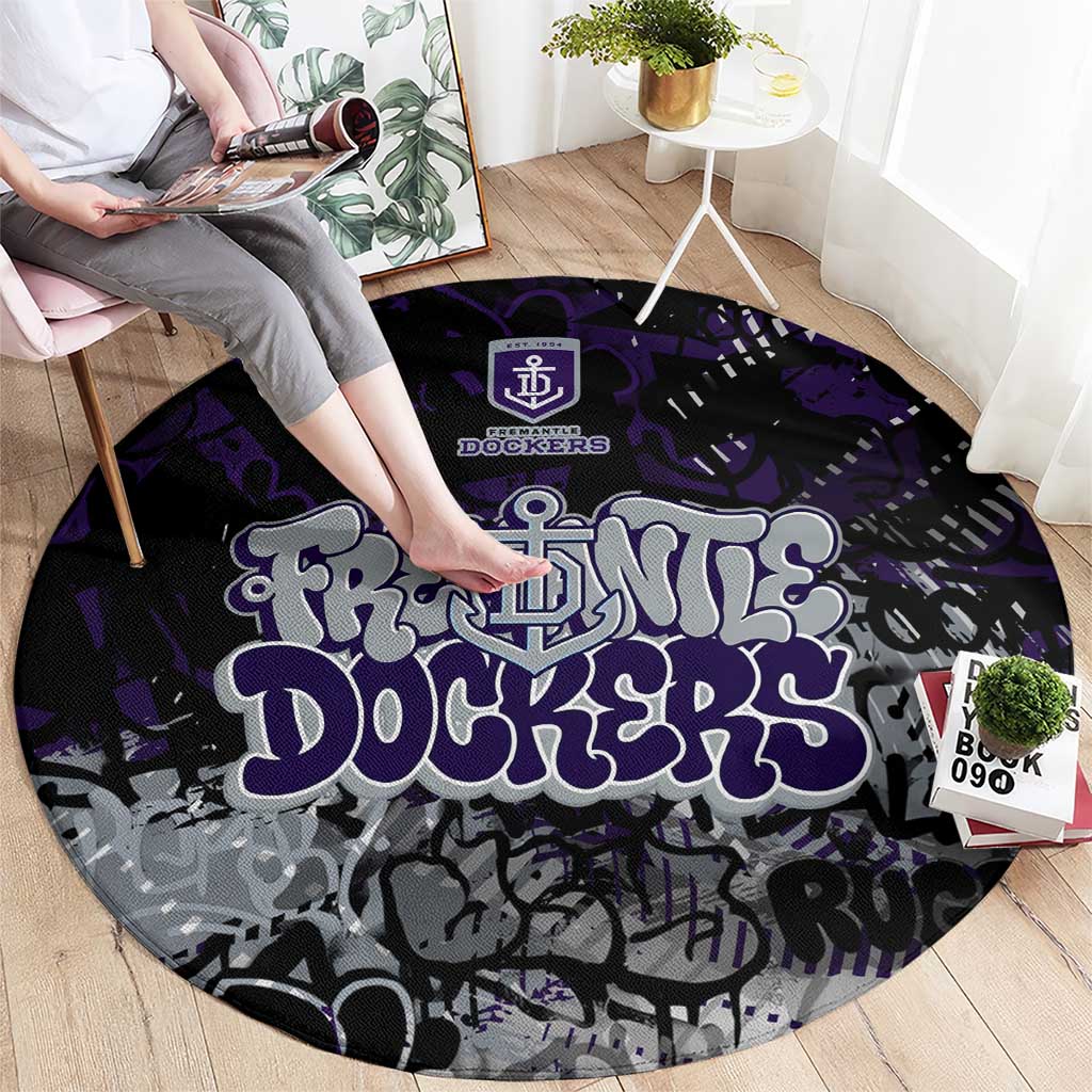 Fremantle Dockers Round Carpet Urban Graffiti Street Art - Bold Abstract Spray Paint