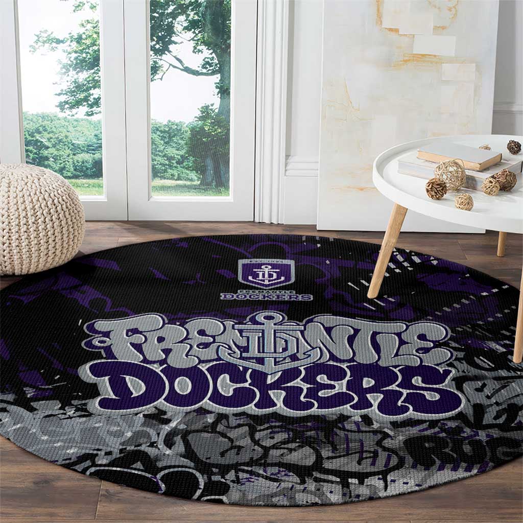 Fremantle Dockers Round Carpet Urban Graffiti Street Art - Bold Abstract Spray Paint