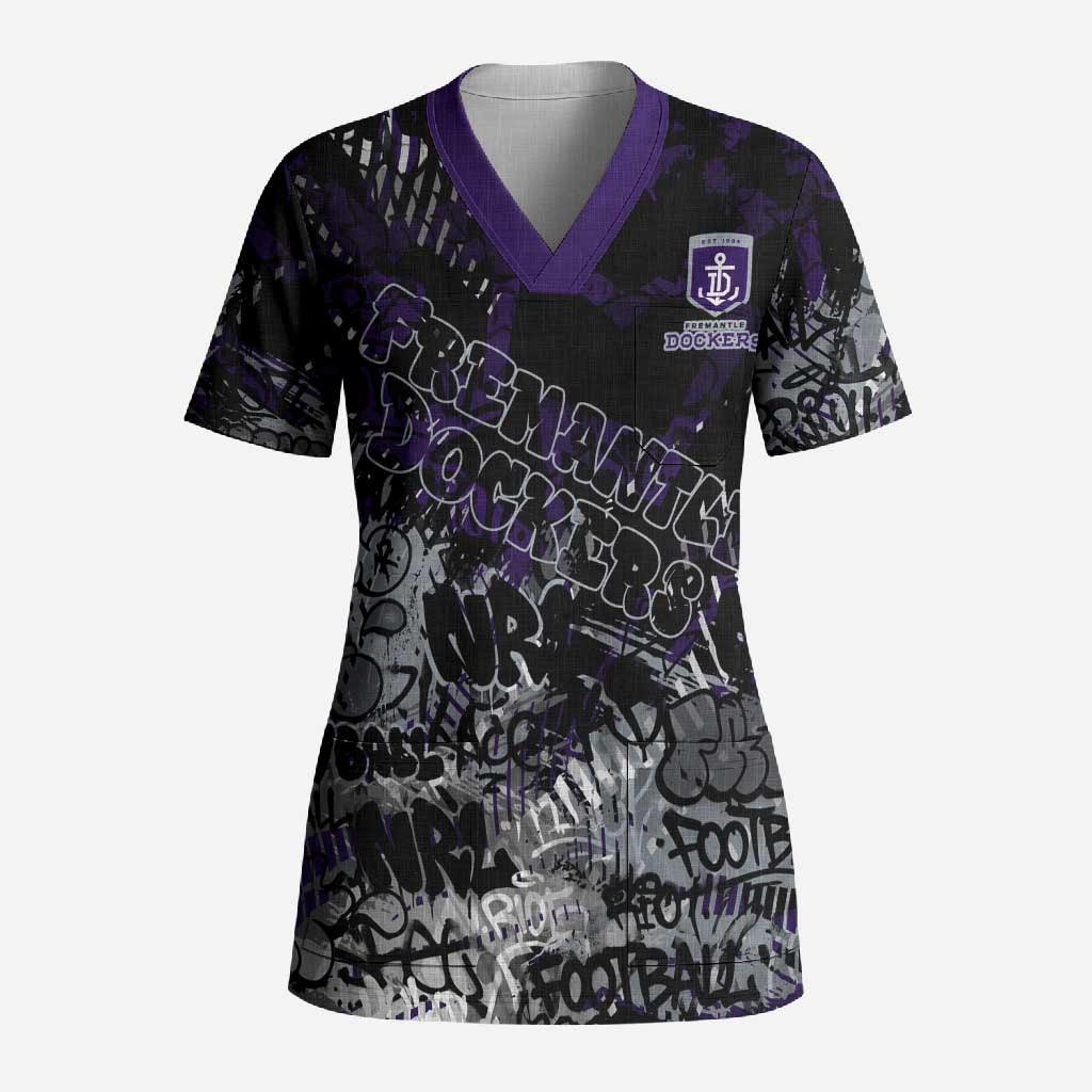 Fremantle Dockers Scrub Top Urban Graffiti Street Art - Bold Abstract Spray Paint