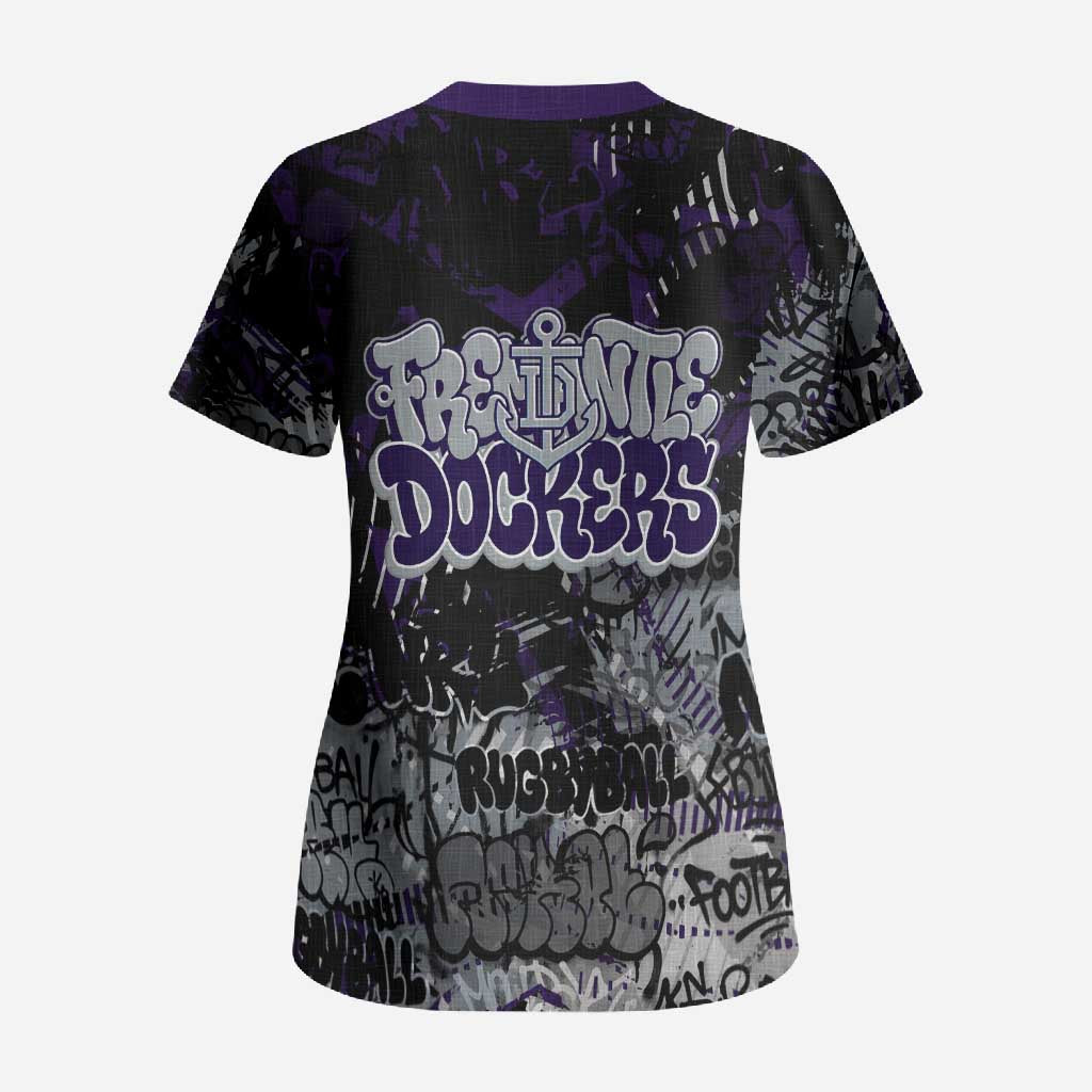 Fremantle Dockers Scrub Top Urban Graffiti Street Art - Bold Abstract Spray Paint