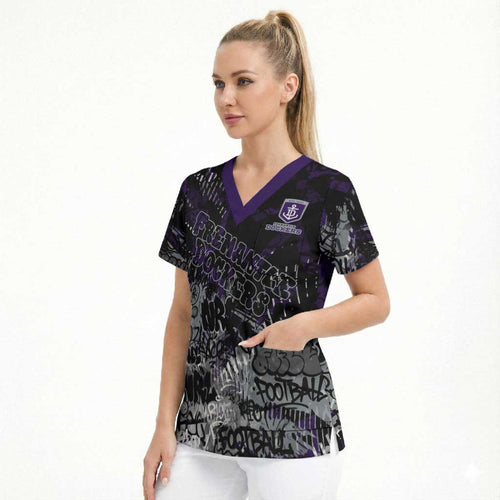 Fremantle Dockers Scrub Top Urban Graffiti Street Art - Bold Abstract Spray Paint
