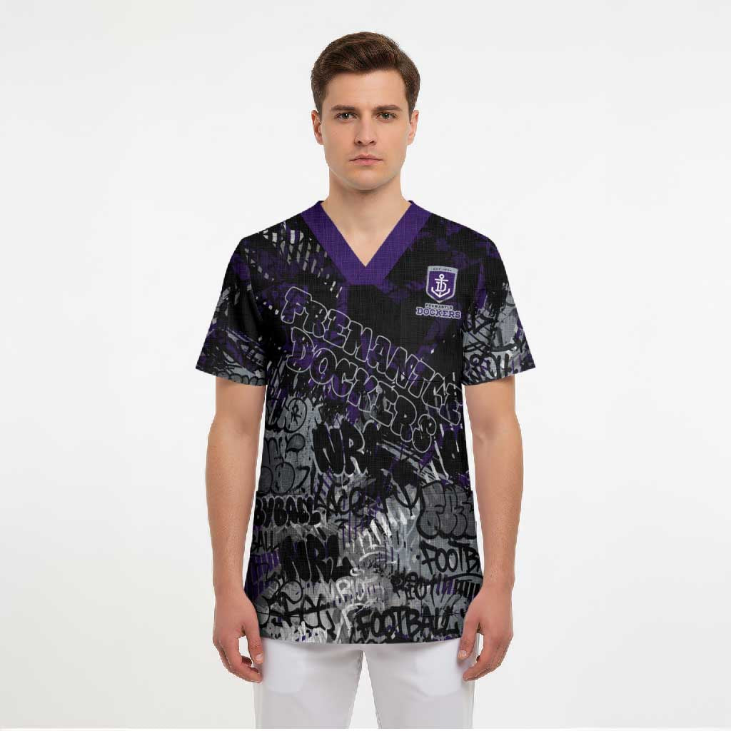 Fremantle Dockers Scrub Top Urban Graffiti Street Art - Bold Abstract Spray Paint