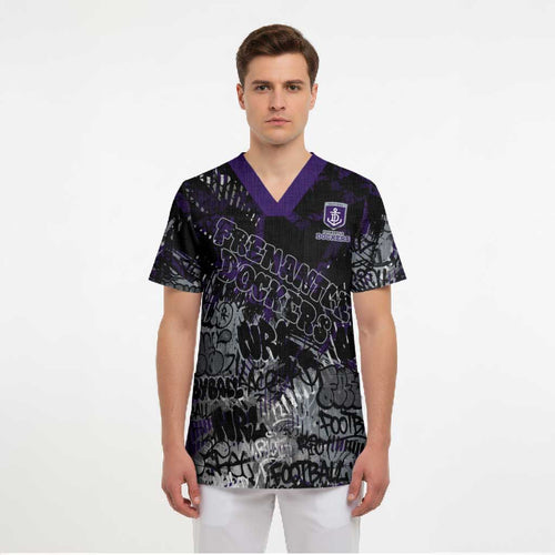 Fremantle Dockers Scrub Top Urban Graffiti Street Art - Bold Abstract Spray Paint