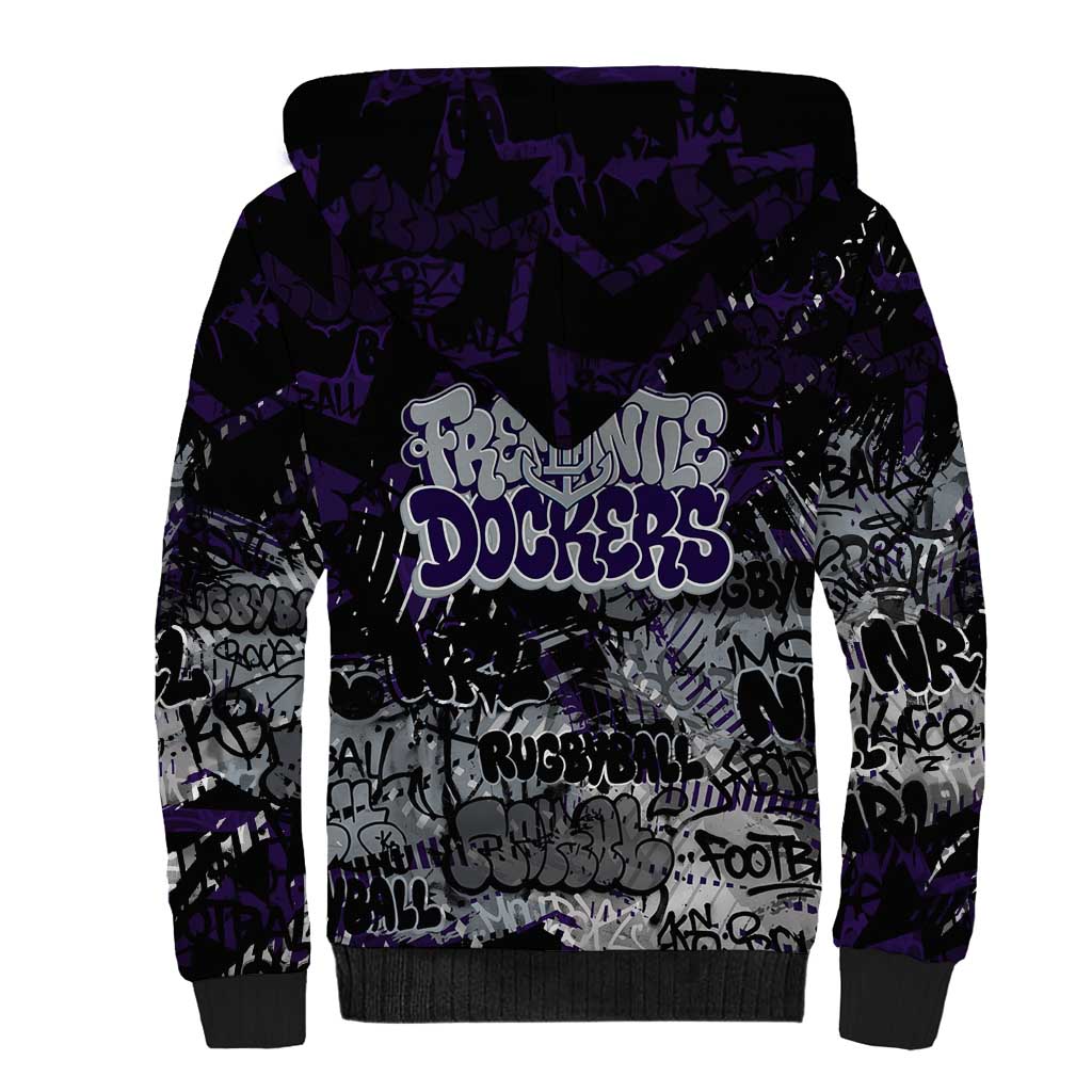 Fremantle Dockers Sherpa Hoodie Urban Graffiti Street Art - Bold Abstract Spray Paint