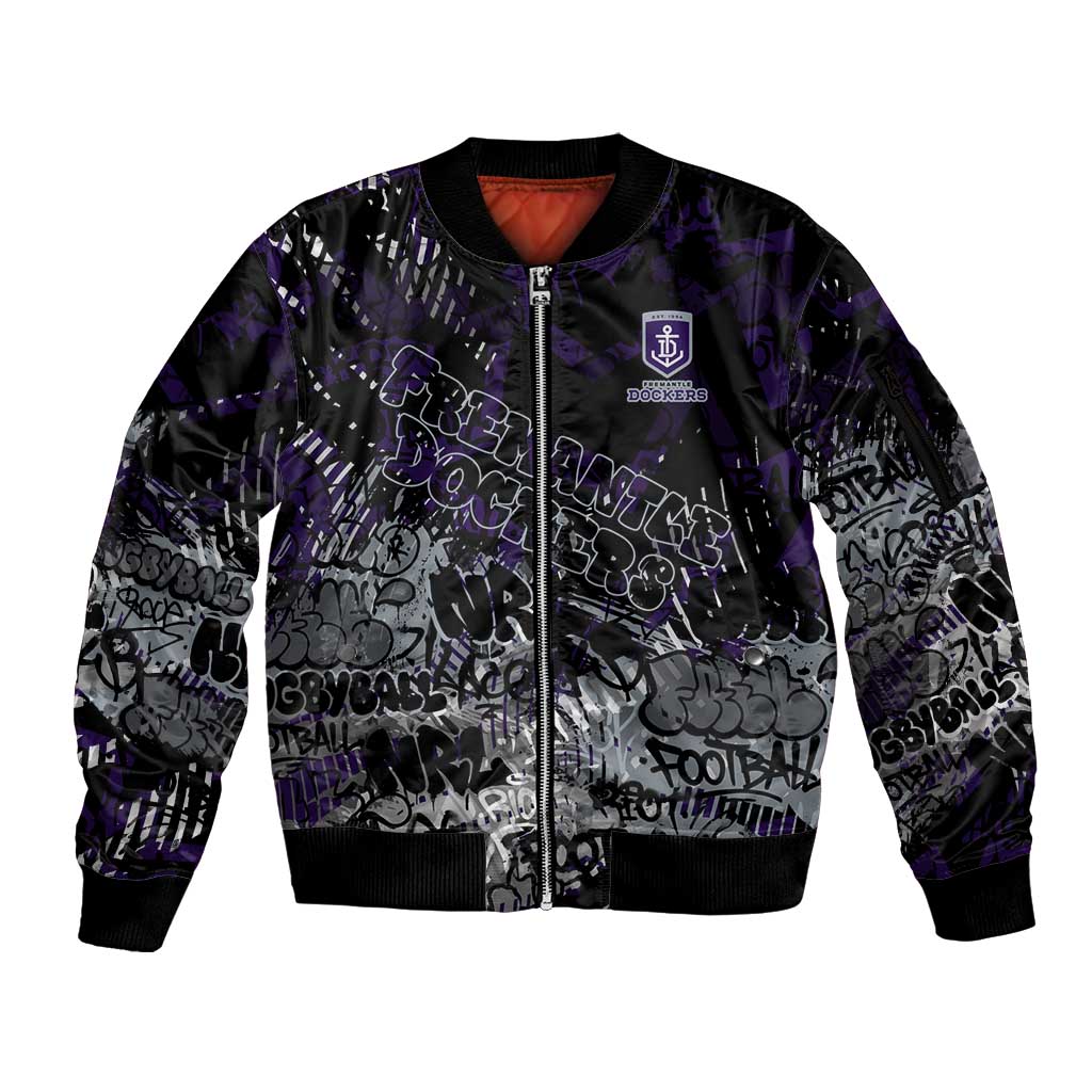 Fremantle Dockers Sleeve Zip Bomber Jacket Urban Graffiti Street Art - Bold Abstract Spray Paint