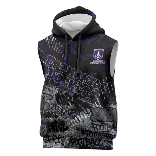 Fremantle Dockers Sleeveless Hoodie Urban Graffiti Street Art - Bold Abstract Spray Paint