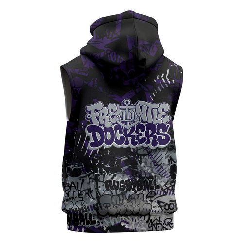 Fremantle Dockers Sleeveless Hoodie Urban Graffiti Street Art - Bold Abstract Spray Paint