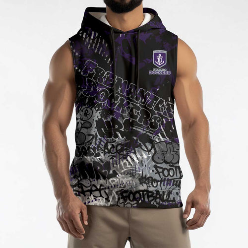 Fremantle Dockers Sleeveless Hoodie Urban Graffiti Street Art - Bold Abstract Spray Paint