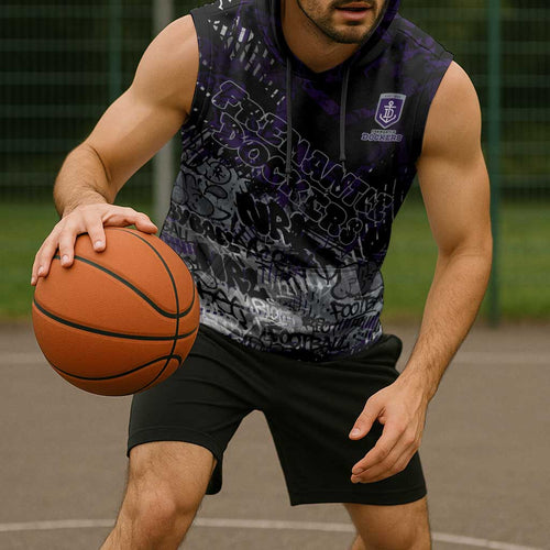 Fremantle Dockers Sleeveless Hoodie Urban Graffiti Street Art - Bold Abstract Spray Paint