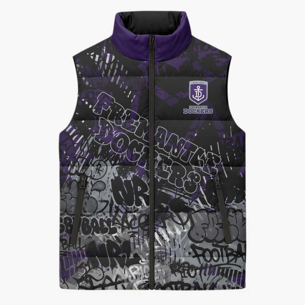 Fremantle Dockers Sleeveless Puffer Jacket Urban Graffiti Street Art - Bold Abstract Spray Paint