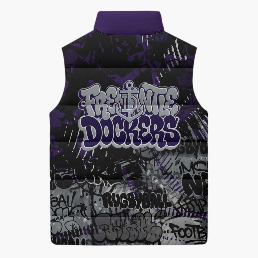 Fremantle Dockers Sleeveless Puffer Jacket Urban Graffiti Street Art - Bold Abstract Spray Paint