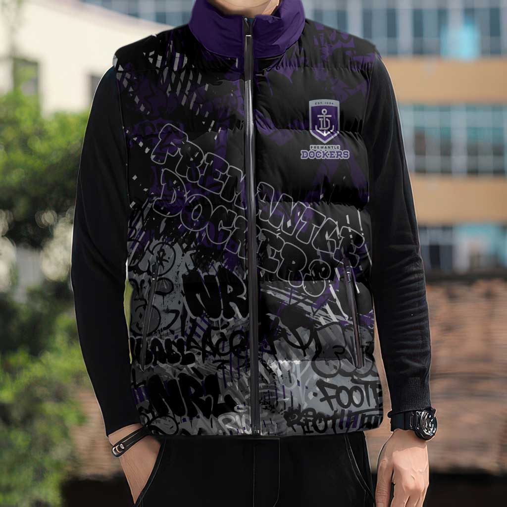 Fremantle Dockers Sleeveless Puffer Jacket Urban Graffiti Street Art - Bold Abstract Spray Paint