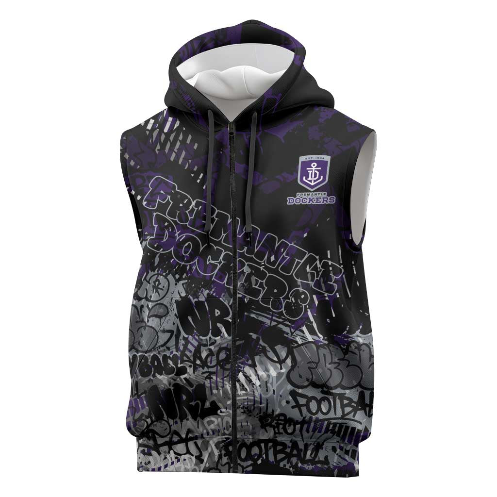 Fremantle Dockers Sleeveless Zip Hoodie Urban Graffiti Street Art - Bold Abstract Spray Paint
