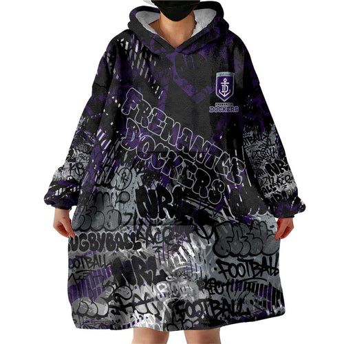 Fremantle Dockers Wearable Blanket Hoodie Urban Graffiti Street Art - Bold Abstract Spray Paint