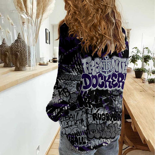 Fremantle Dockers Women Casual Shirt Urban Graffiti Street Art - Bold Abstract Spray Paint