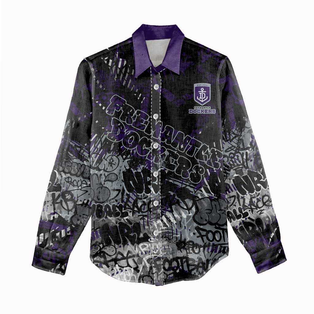 Fremantle Dockers Women Casual Shirt Urban Graffiti Street Art - Bold Abstract Spray Paint