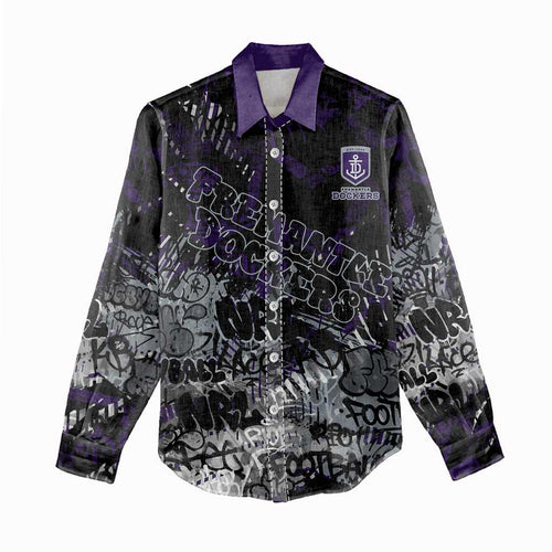 Fremantle Dockers Women Casual Shirt Urban Graffiti Street Art - Bold Abstract Spray Paint