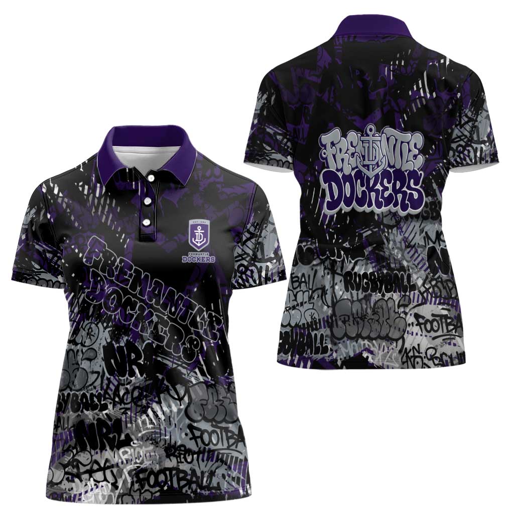Fremantle Dockers Women Polo Shirt Urban Graffiti Street Art - Bold Abstract Spray Paint