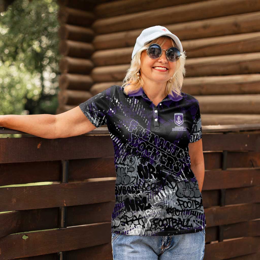 Fremantle Dockers Women Polo Shirt Urban Graffiti Street Art - Bold Abstract Spray Paint