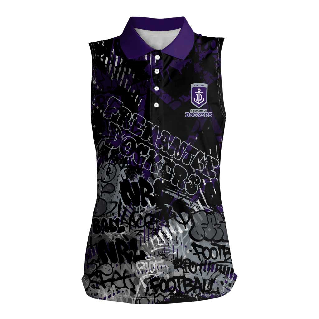 Fremantle Dockers Women Sleeveless Polo Shirt Urban Graffiti Street Art - Bold Abstract Spray Paint
